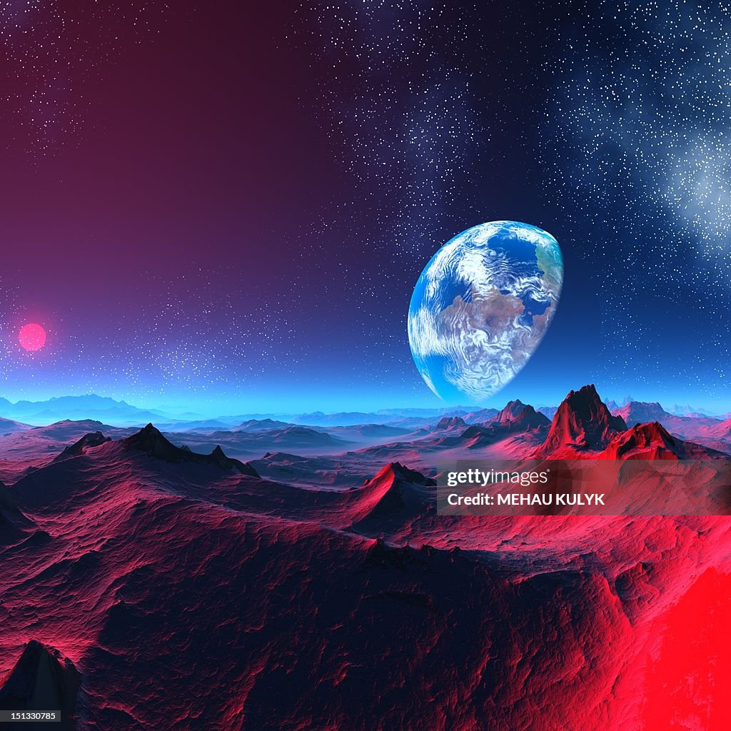 Earth-like alien planet, artwork