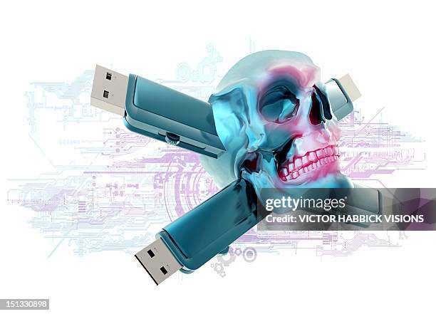 computer virus, conceptual artwork - storage facility stock illustrations