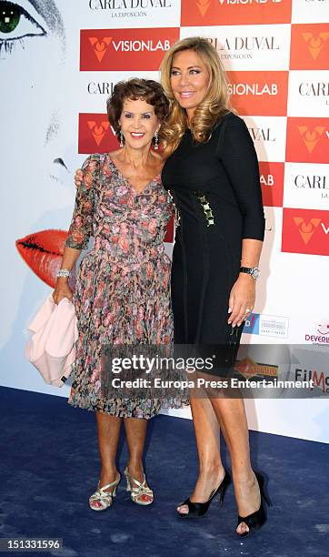 Norma Duval and Maria Rosa attend the painting exhibition of Carla Duval at Casa de Vacas on September 5, 2012 in Madrid, Spain.