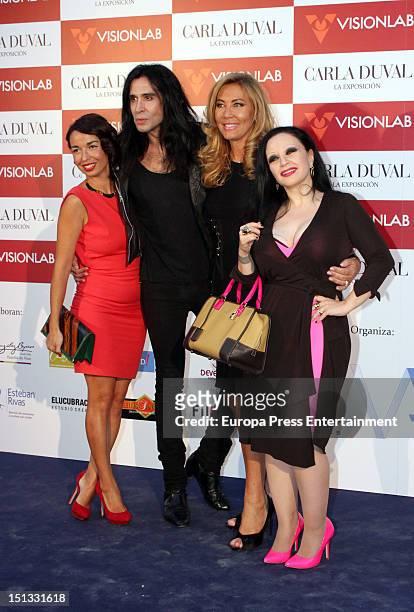 Alaska, Norma Duval and Mario Vaquerizo attend the painting exhibition of Carla Duval at Casa de Vacas on September 5, 2012 in Madrid, Spain.