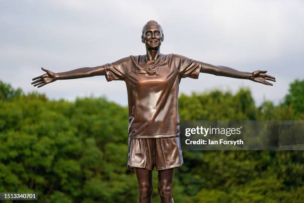 Metre statue representing former England footballer Jill Scott after it was unveiled in her honour as she was named as the next team captain during...