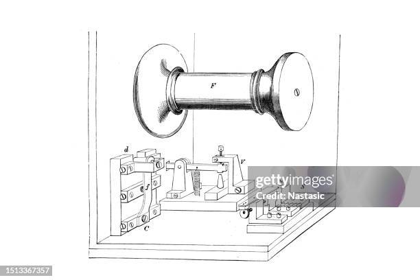 interior of a vintage telephone - alexander graham bell stock illustrations