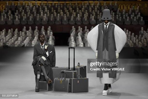 Model walks the runway during the Thom Browne Haute Couture Fall/Winter 2023-2024 show as part of the Paris Haute Couture Fashion Week on July 3,...