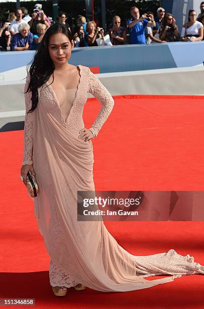 Actress Mercedes Cabral attends the 'Thy Womb' Premiere during The 69th Venice Film Festival at the Palazzo del Cinema on September 6, 2012 in...