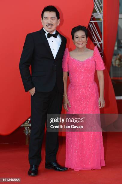 Actress Nora Aunor and director Brillante Mendoza attend the 'Thy Womb' Premiere during The 69th Venice Film Festival at the Palazzo del Cinema on...