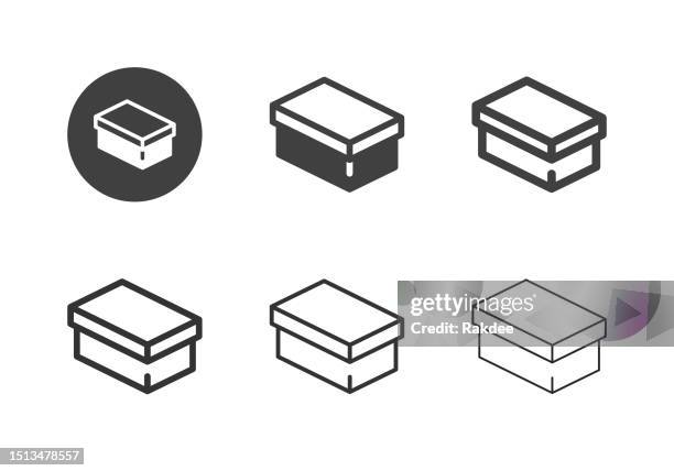 shoe box icons - multi series - empty box stock illustrations
