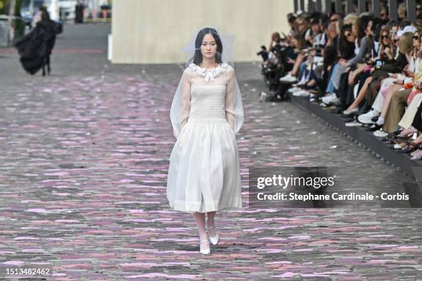 Model walks the runway during the Chanel Haute Couture Fall/Winter 2023/2024 show as part of Paris Fashion Week on July 04, 2023 in Paris, France.