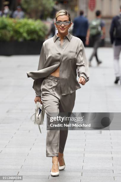 Ashley Roberts leaving Heart Breakfast Radio Studios on July 04, 2023 in London, England.