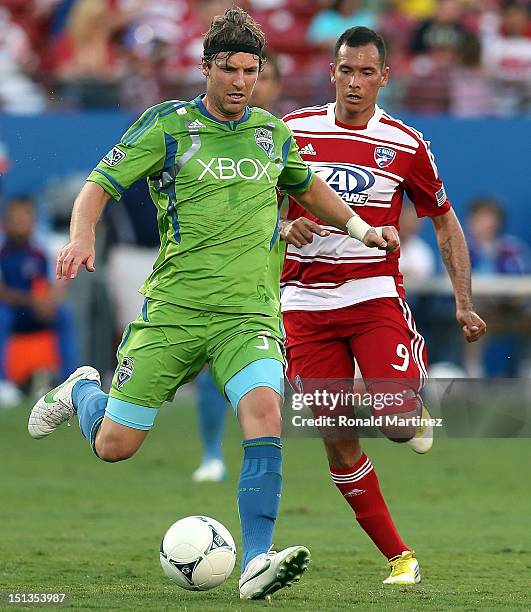 Jeff Parke of Seattle Sounders FC at FC Dallas Stadium on September 2, 2012 in Frisco, Texas.