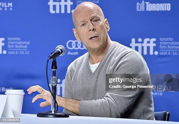 Actor Bruce Willis attends the "Looper" press conference during the 2012 Toronto International Film Festival at TIFF Bell Lightbox on September 6,...