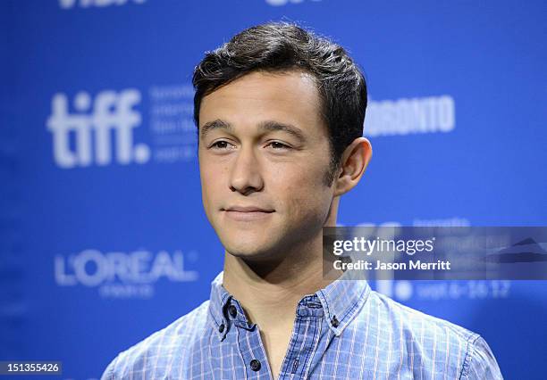 Actor/Producer Joseph Gordon-Levitt speaks onstage at the "Looper" press conference during the 2012 Toronto International Film Festival at TIFF Bell...