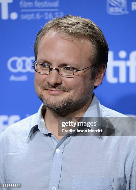 Director Rian Johnson speaks onstage at the "Looper" press conference during the 2012 Toronto International Film Festival at TIFF Bell Lightbox on...