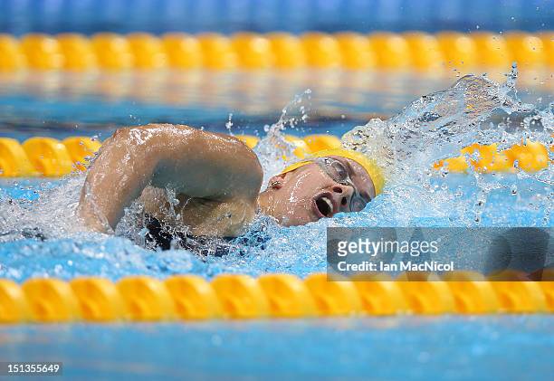 Jacqueline Freney of Australia becomes Australia's most succesful Paralympian by winning her seventh gold medal in the Women's 400m Freestyle - S7,...
