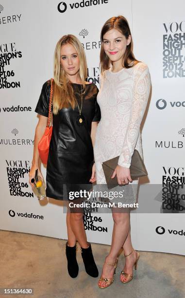 Florence Brudenell-Bruce and Amber Anderson attend as Mulberry hosts the official launch event for Vogue Fashion's Night Out at their New Bond Street...