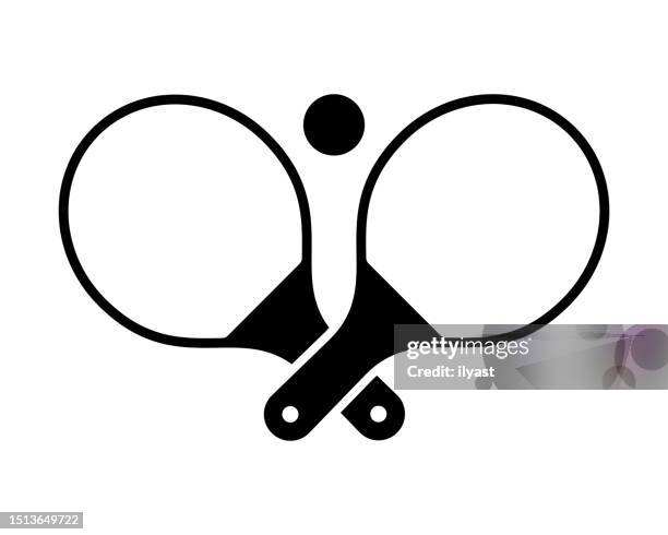 table tennis black line & fill vector icon - tennis racquet stock illustrations