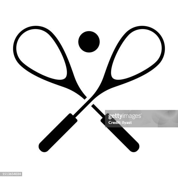 racquetball black line & fill vector icon - racketball stock illustrations