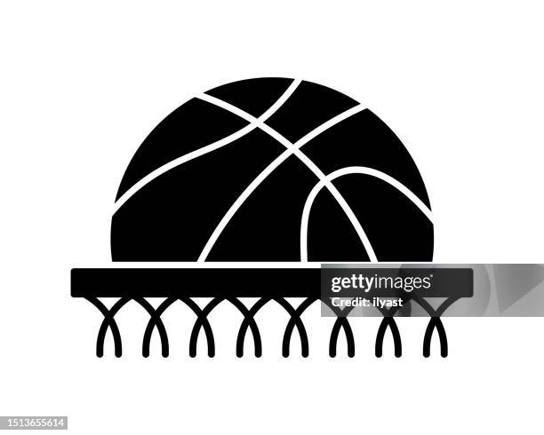 basketball black line & fill vector icon - game ui vector stock illustrations
