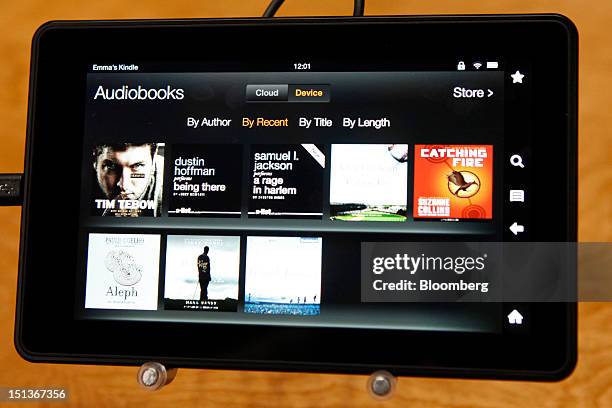 Amazon.com Inc.'s Kindle Fire HD tablet is displayed at a news conference in Santa Monica, California, U.S., on Thursday, Sept. 6, 2012. Amazon.com...