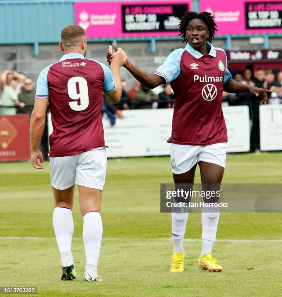 Paul Blackett of South Shields celebrates scoring the opening goal during the pre-season friendly match between South Shields FC and Sunderland AFC...