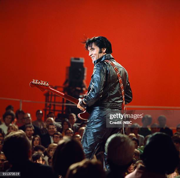 Pictured: Elvis Presley during his '68 Comeback Special on NBC --