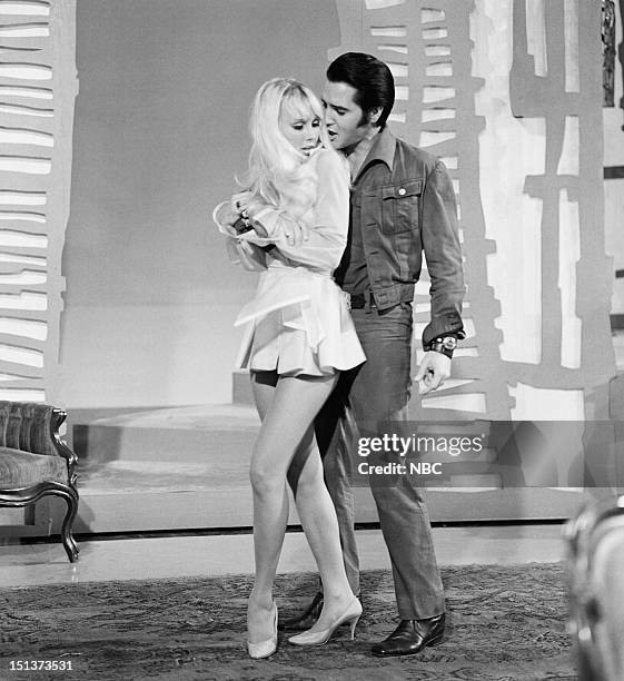 Pictured: Susan Henning as Blonde Girl, Elvis Presley during his '68 Comeback Special on NBC --