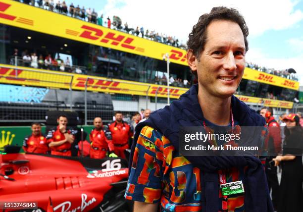 John Elkann, Executive Chairman of Ferrari looks on from the grid during the F1 Grand Prix of Austria at Red Bull Ring on July 02, 2023 in Spielberg,...
