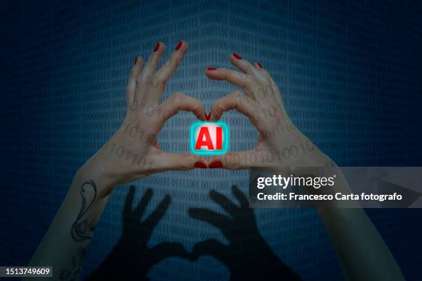 love for artificial intelligence - bots fotografías e imágenes de stock