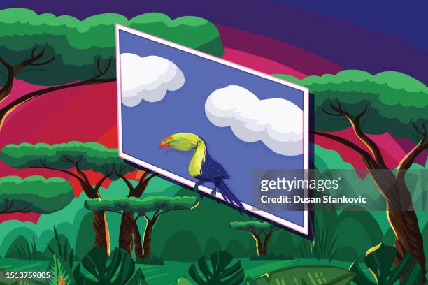 metaverse in nature - toucan stock illustrations