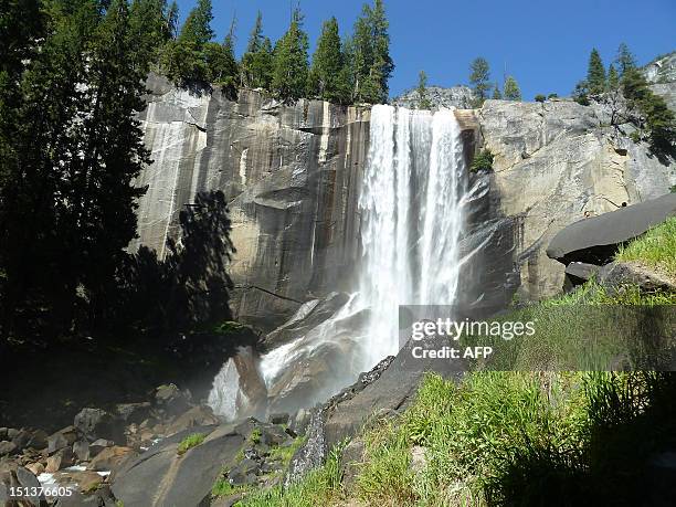 View of Vernal Falls in Yosemite National Park taken on June 25 during the time when Hantavirus victims contracted the disease while staying in tent...