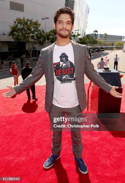 Actor Tyler Posey arrives at the 2012 MTV Video Music Awards at Staples Center on September 6, 2012 in Los Angeles, California.