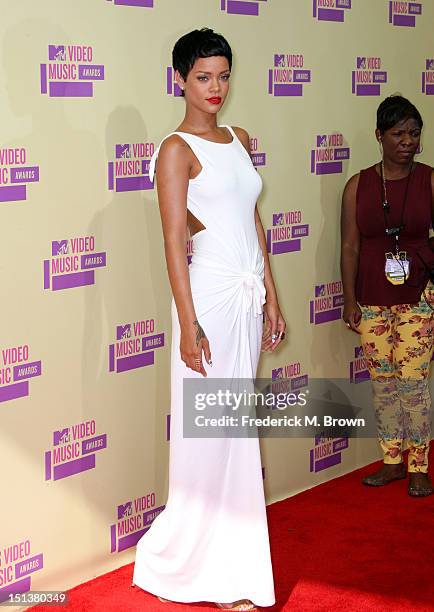 Singer Rihanna arrives at the 2012 MTV Video Music Awards at Staples Center on September 6, 2012 in Los Angeles, California.