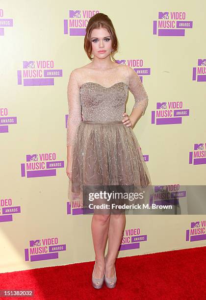 Actress Holland Roden arrives at the 2012 MTV Video Music Awards at Staples Center on September 6, 2012 in Los Angeles, California.