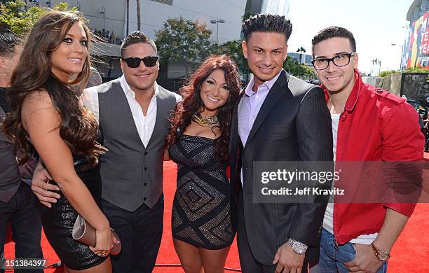 Television personalities Sammi 'Sweetheart' Giancola, Ronnie Ortiz-Magro, Deena Nicole Cortese, DJ Paul 'Pauly D' DelVecchio and Vinny Guadagnino...