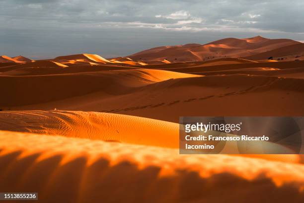 desert dunes, sahara. stormy weather - merzouga stock pictures, royalty-free photos & images