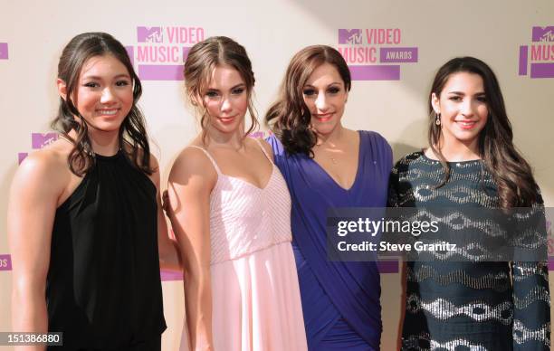 Olympians Kyla Ross, McKayla Maroney, Jordyn Wiber and Alexandra Raisman arrive arrive at the 2012 MTV Video Music Awards at Staples Center on...