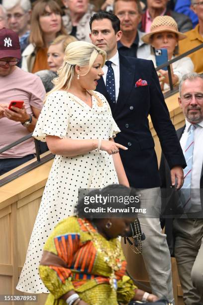 Natalie Rushdie and Zafar Rushdie court side on day two of the Wimbledon Tennis Championships at the All England Lawn Tennis and Croquet Club on July...