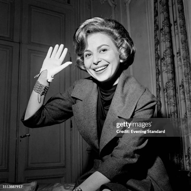 Israeli actress Haya Harareet during a visit to London to attend the premiere of her film 'Ben Hur', December 12th 1959.