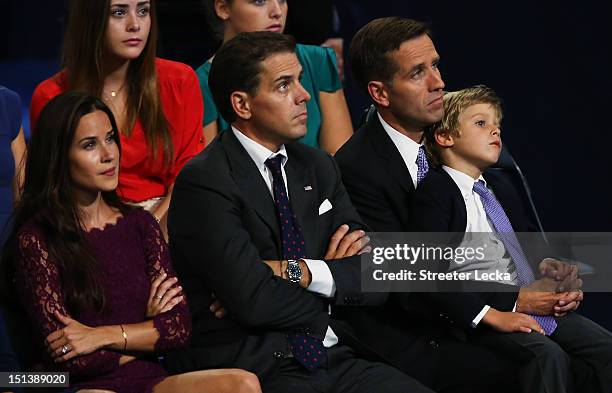 Attorney General of Delaware Beau Biden, Hunter Biden, and Ashley Biden, watch their father Democratic vice presidential candidate, U.S. Vice...