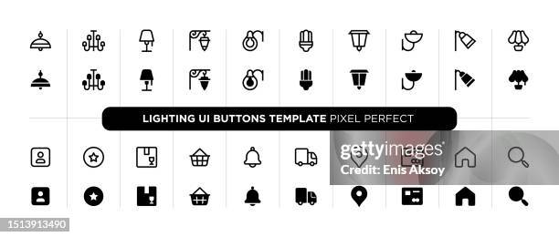 vorlage für schaltflächen der benutzeroberfläche für beleuchtung - chandelier icon stock-grafiken, -clipart, -cartoons und -symbole
