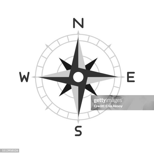 stockillustraties, clipart, cartoons en iconen met compass icon - modern compass