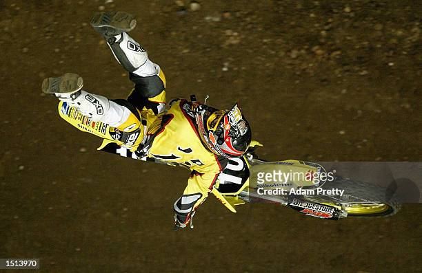 Jono Porter in action during the Expression Session at the SuperCross Masters race held at the Sydney Superdome at Homebush in Sydney, Australia,...