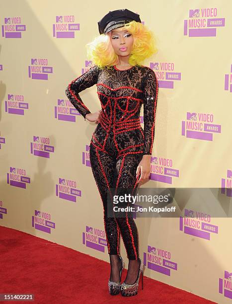Singer Nicki Minaj arrives at the 2012 MTV Video Music Awards at Staples Center on September 6, 2012 in Los Angeles, California.