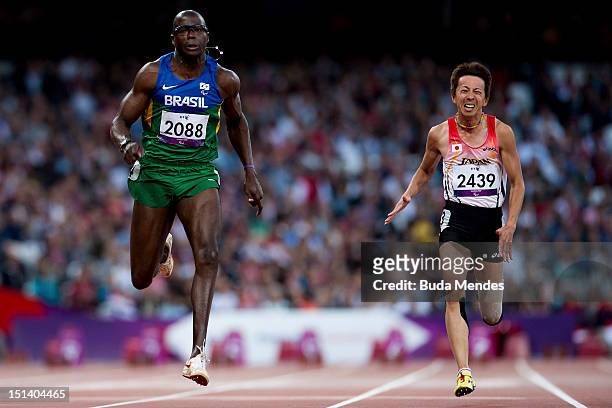 Andre Oliveira of Brazil competes in the Men's 100m - T44 heat 3 on day 7 of the London 2012 Paralympic Games at Olympic Stadium on September 5, 2012...