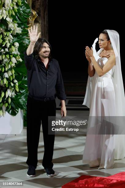 Designer Stephane Rolland during the Stéphane Rolland Haute Couture Fall/Winter 2023/2024 show as part of Paris Fashion Week at Opera Garnier on July...