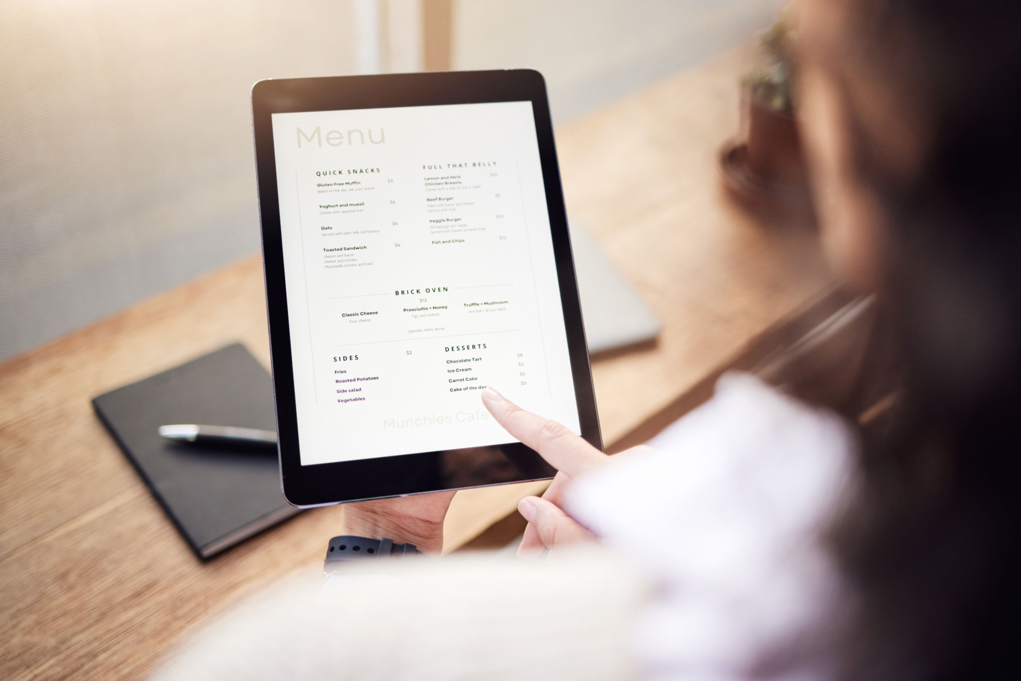 restaurant menu tablet