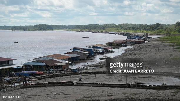 View of Tabatinga in Brazil, a a bank of the Amazon River on the border with Colombia, on July 7 on the eve of meeting between Colombian and...