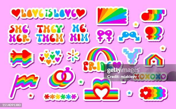 pride stickers - gay pride symbol stock illustrations