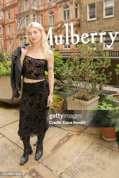 Sydney Lima attends a Mulberry F+F lunch to celebrate SS23 Sunglasses Collection at Tolkas Restaurant on July 4, 2023 in London, England.