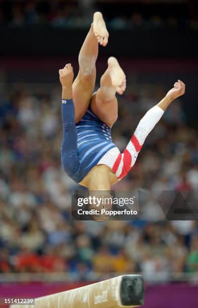 Alexandra Raisman of the United States competes on the beam during the Artistic Gymnastics Women's Beam final on Day 11 of the London 2012 Olympic...