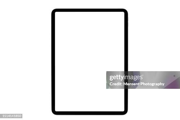 new digital tablet mockup in white screen isolated on white background - tablet pc stock-fotos und bilder